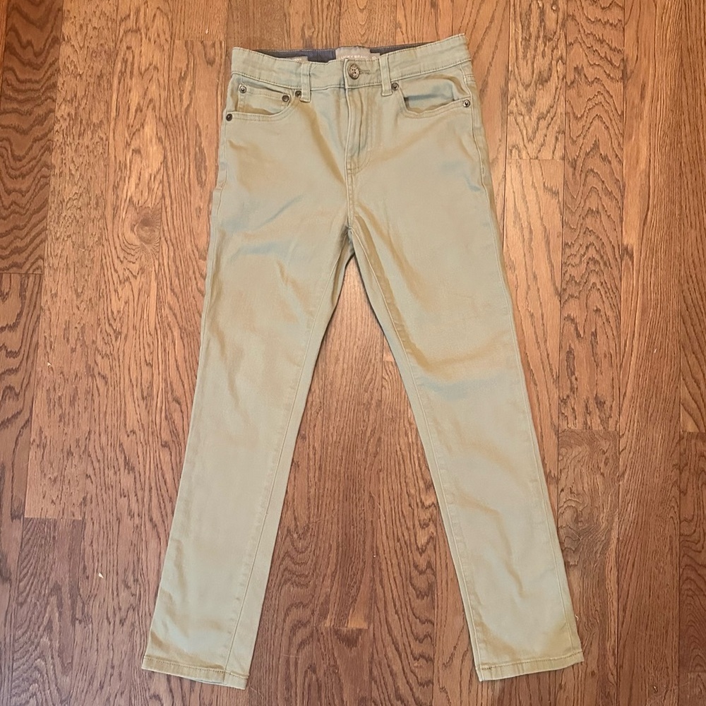 Lucky Brand Girls Tan Authentic Skinny Stretch Pants Adjustable Waist size 10